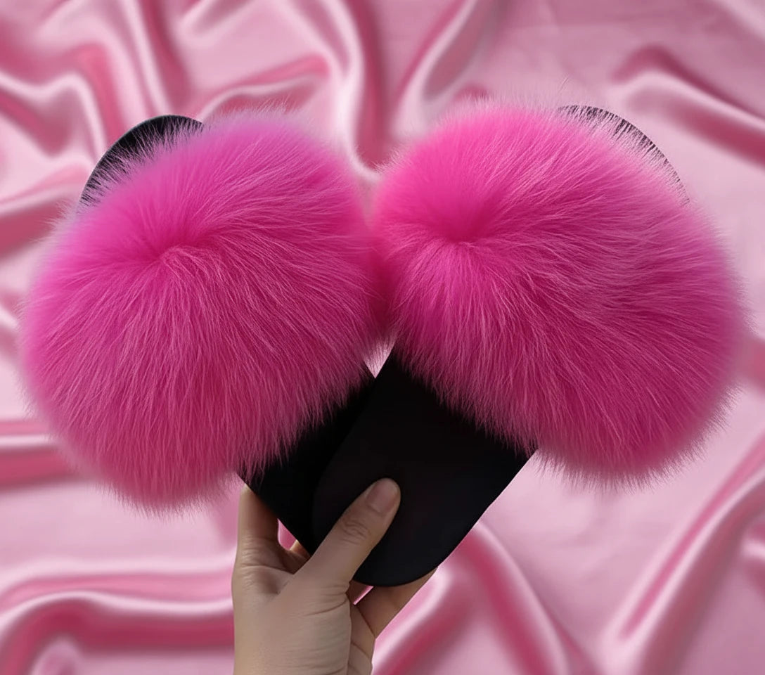Fox Fur Slippers